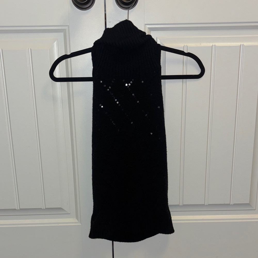 VINTAGE Guess Jeans Black Backless Sequin Turtleneck Sweater